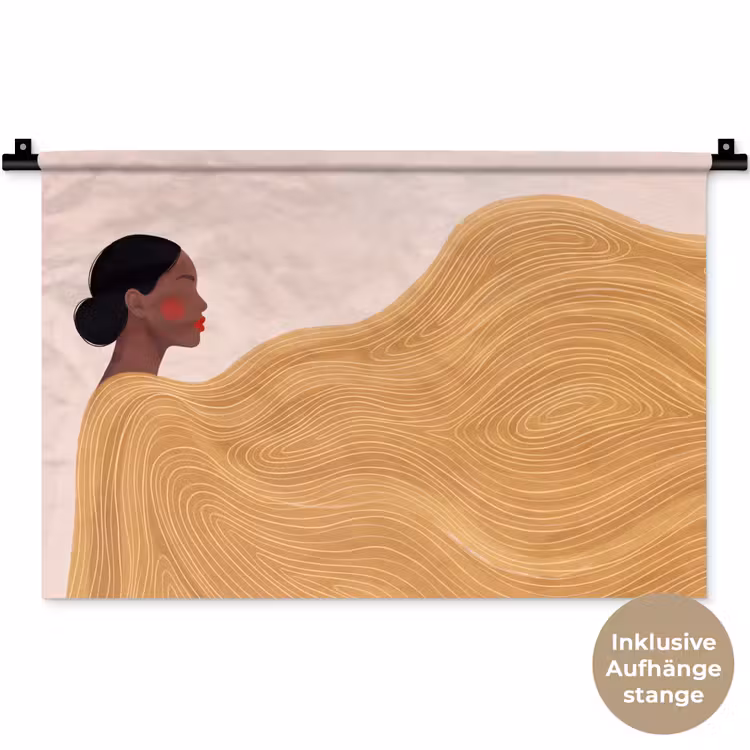Vrouw - Profiel - Modern - Abstract - Kunst Wandkleed katoen klein -t3d_DE
