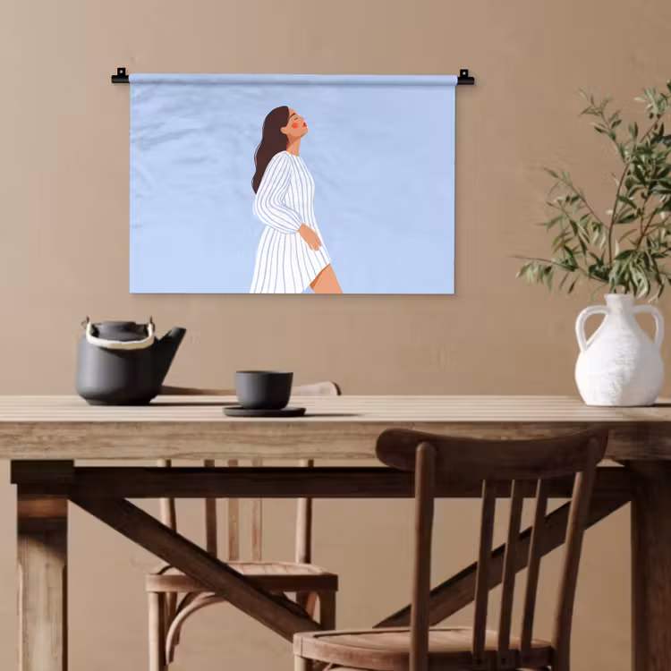 Vrouw - Profiel - Rust - Modern - Illustratie Wandkleed katoen klein -sfeer6