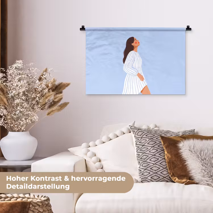 Vrouw - Profiel - Rust - Modern - Illustratie Wandkleed katoen klein -tsfeer1_DE