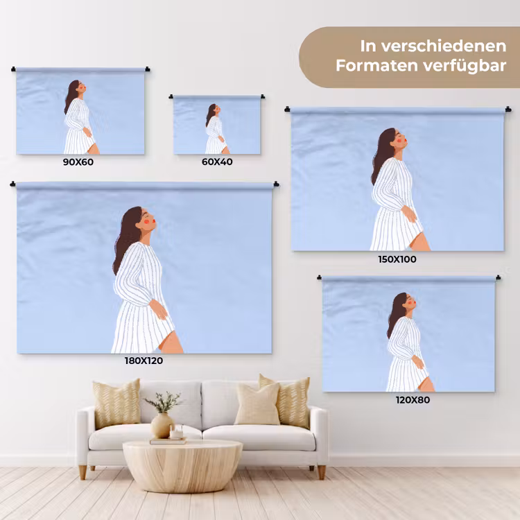 Vrouw - Profiel - Rust - Modern - Illustratie Wandkleed katoen klein -tsfeer8_DE