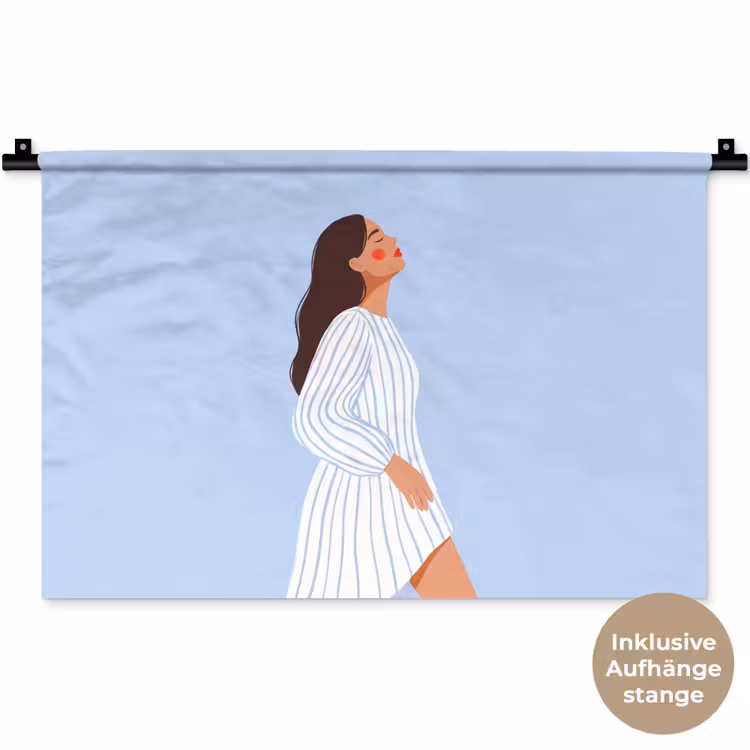 Vrouw - Profiel - Rust - Modern - Illustratie Wandkleed katoen klein -t3d_DE