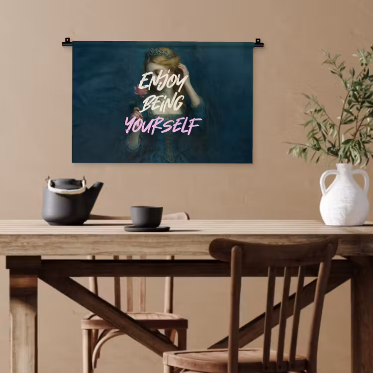 Vrouw - Roos - Quote Wandkleed katoen klein -sfeer6