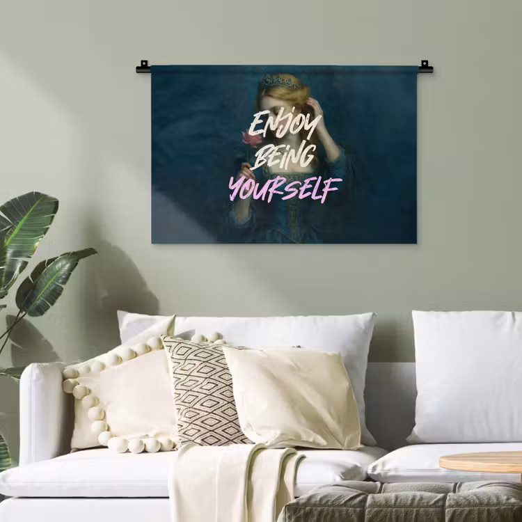 Vrouw - Roos - Quote Wandkleed katoen klein -sfeer7