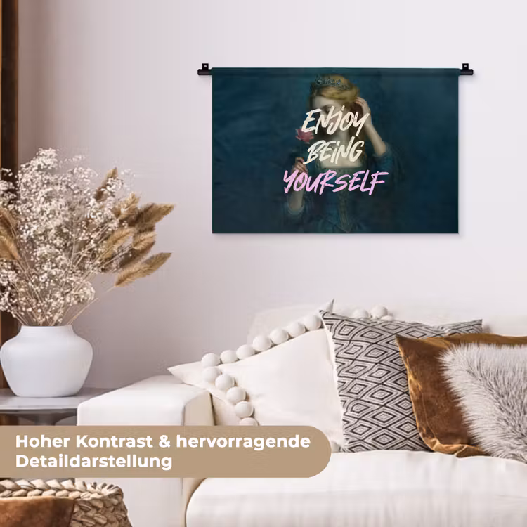 Vrouw - Roos - Quote Wandkleed katoen klein -tsfeer1_DE