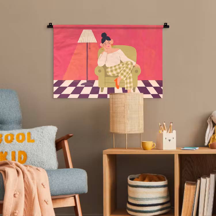 Vrouw - Rust - Interieur - Modern - Kunst Wandkleed katoen klein -wsfeer4_kind