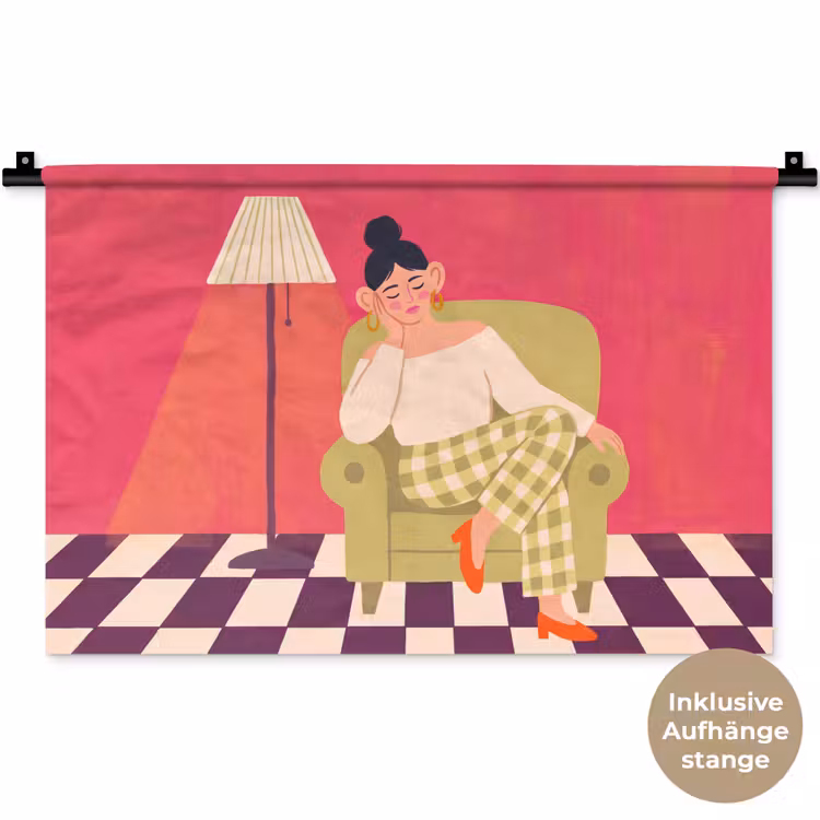 Vrouw - Rust - Interieur - Modern - Kunst Wandkleed katoen klein -t3d_DE
