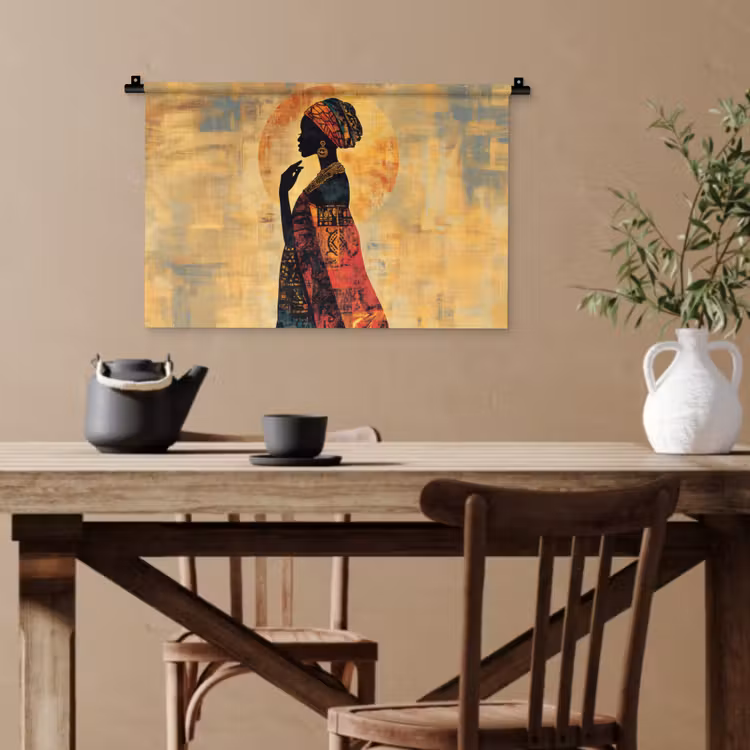 Vrouw - Silhouet - Patronen - Sierlijk Wandkleed katoen klein -sfeer6