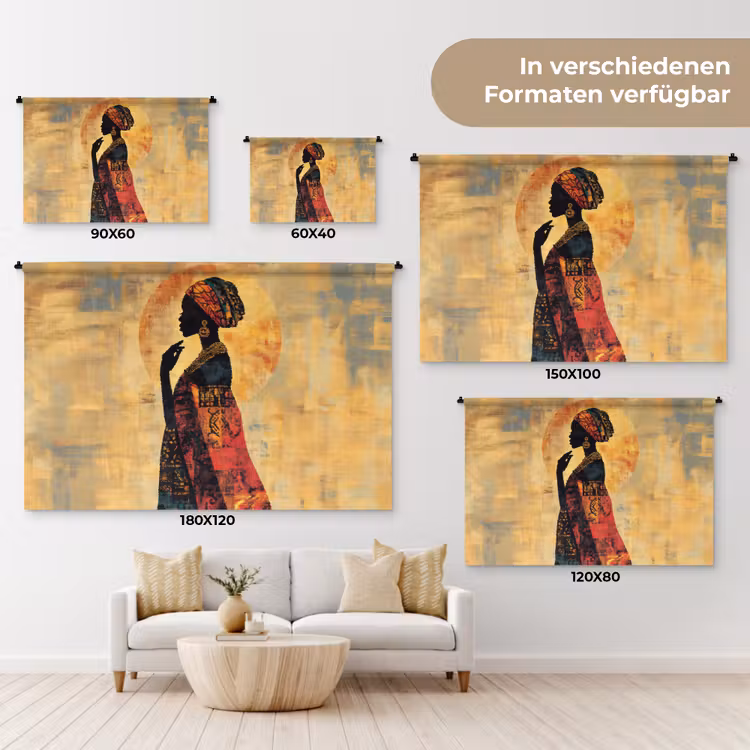 Vrouw - Silhouet - Patronen - Sierlijk Wandkleed katoen klein -tsfeer8_DE
