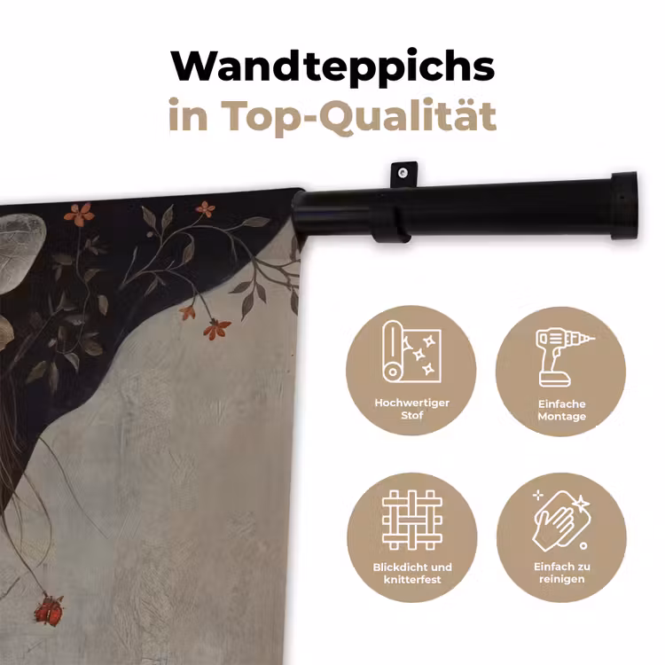 Woman - Butterfly - Art - Classic - Muted Wandkleed katoen klein -tsfeer2_DE