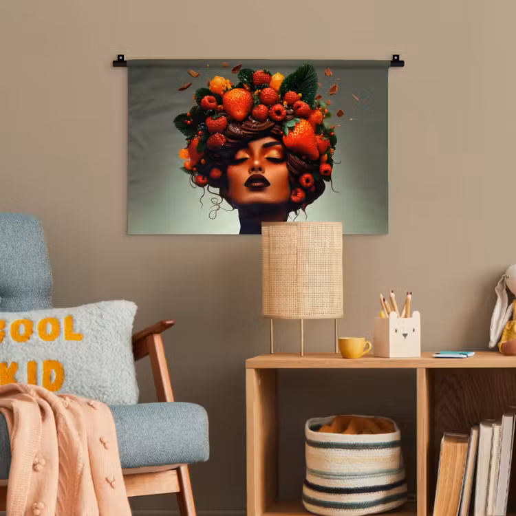 Vrouw - Chocolade - Frambozen - Aardbeien - Koekjes Wandkleed katoen klein -wsfeer4_kind