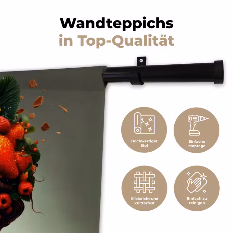 Vrouw - Chocolade - Frambozen - Aardbeien - Koekjes Wandkleed katoen klein -tsfeer2_DE