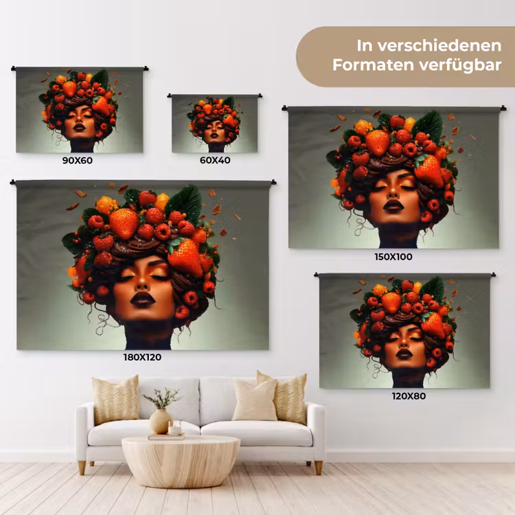 Vrouw - Chocolade - Frambozen - Aardbeien - Koekjes Wandkleed katoen klein -tsfeer8_DE