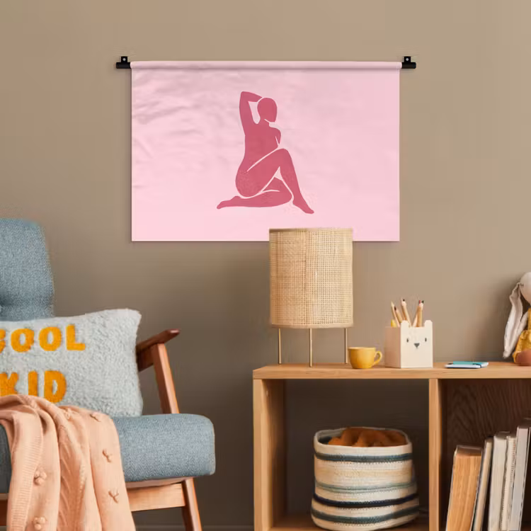 Vrouw - Silhouet - Abstract - Modern - Roze Wandkleed katoen klein -wsfeer4_kind