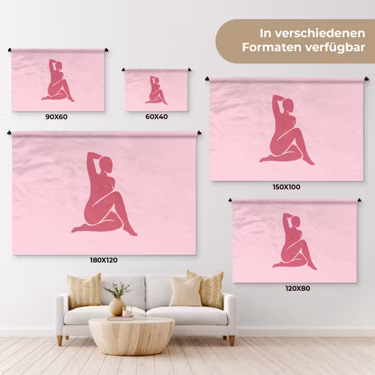 Vrouw - Silhouet - Abstract - Modern - Roze Wandkleed katoen klein -tsfeer8_DE