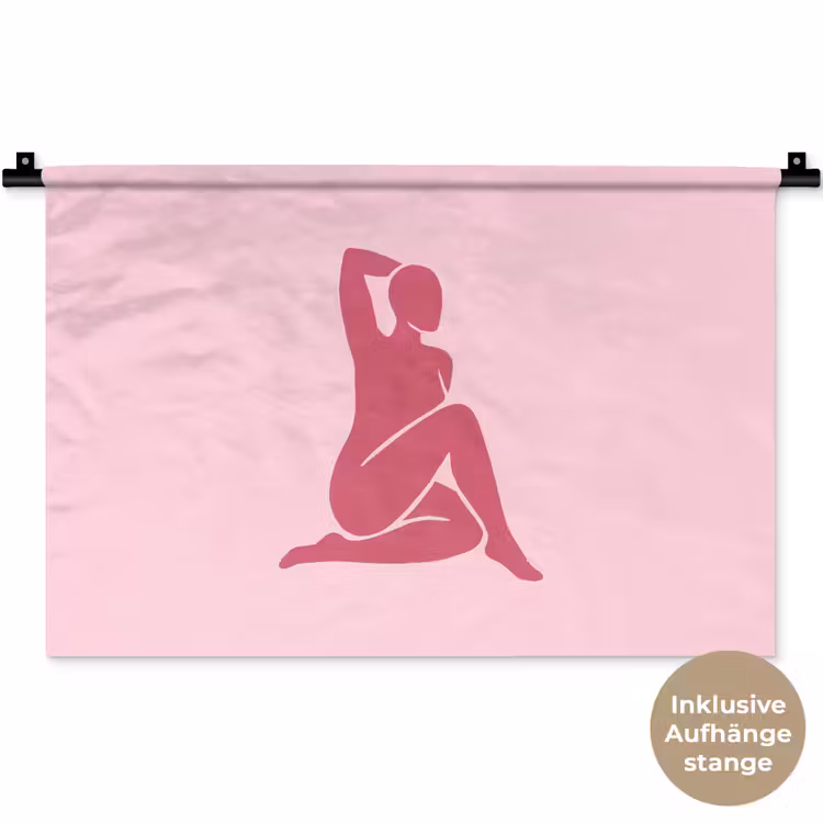 Vrouw - Silhouet - Abstract - Modern - Roze Wandkleed katoen klein -t3d_DE
