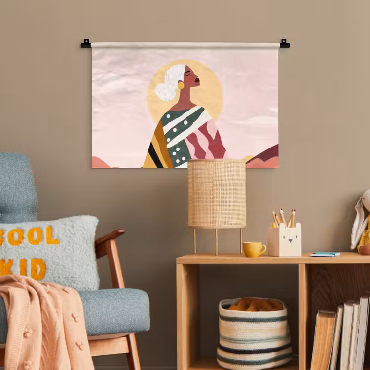 Vrouw - Zon - Kleurrijk Wandkleed katoen klein -wsfeer4_kind