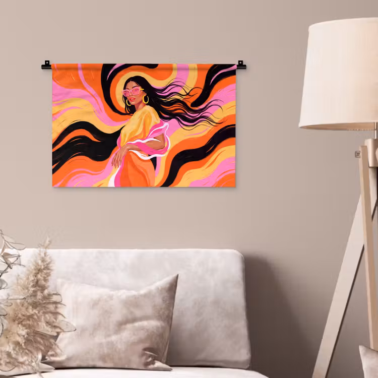 Vrouw - Zonnebril - Abstract - Kleurrijk Wandkleed katoen klein -sfeer4