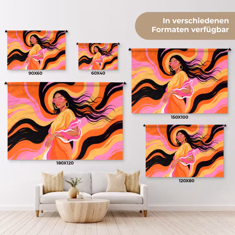 Vrouw - Zonnebril - Abstract - Kleurrijk Wandkleed katoen klein -tsfeer8_DE