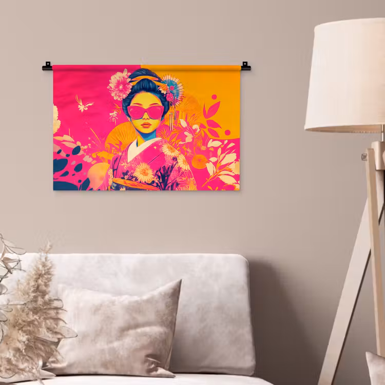 Vrouw - Zonnebril - Abstract - Oranje Wandkleed katoen klein -sfeer4