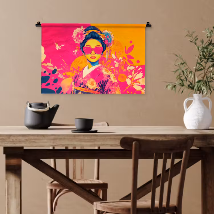 Vrouw - Zonnebril - Abstract - Oranje Wandkleed katoen klein -sfeer6