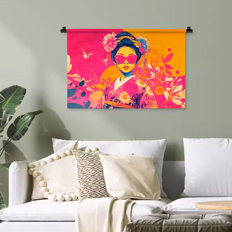 Vrouw - Zonnebril - Abstract - Oranje Wandkleed katoen klein -sfeer7