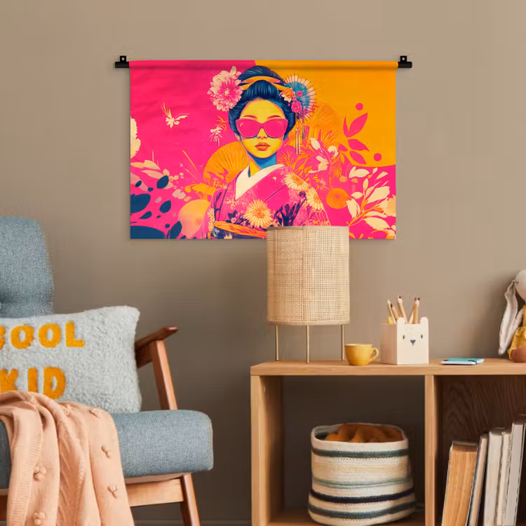 Vrouw - Zonnebril - Abstract - Oranje Wandkleed katoen klein -wsfeer4_kind
