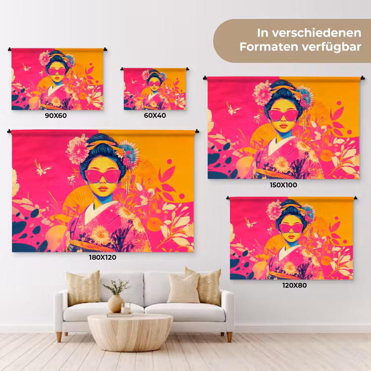 Vrouw - Zonnebril - Abstract - Oranje Wandkleed katoen klein -tsfeer8_DE