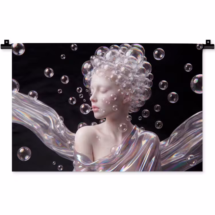 Vrouw - Bellen - Abstract - Kleurrijk Wandkleed katoen klein -zz3d