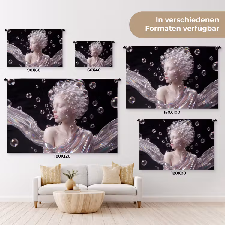 Vrouw - Bellen - Abstract - Kleurrijk Wandkleed katoen klein -tsfeer8_DE