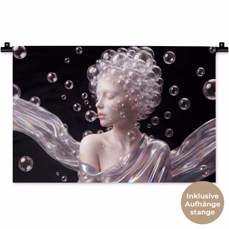 Vrouw - Bellen - Abstract - Kleurrijk Wandkleed katoen klein -t3d_DE