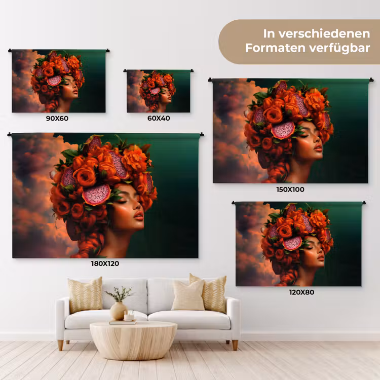 Vrouw - Drankenfruit - Rozen Wandkleed katoen klein -tsfeer8_DE