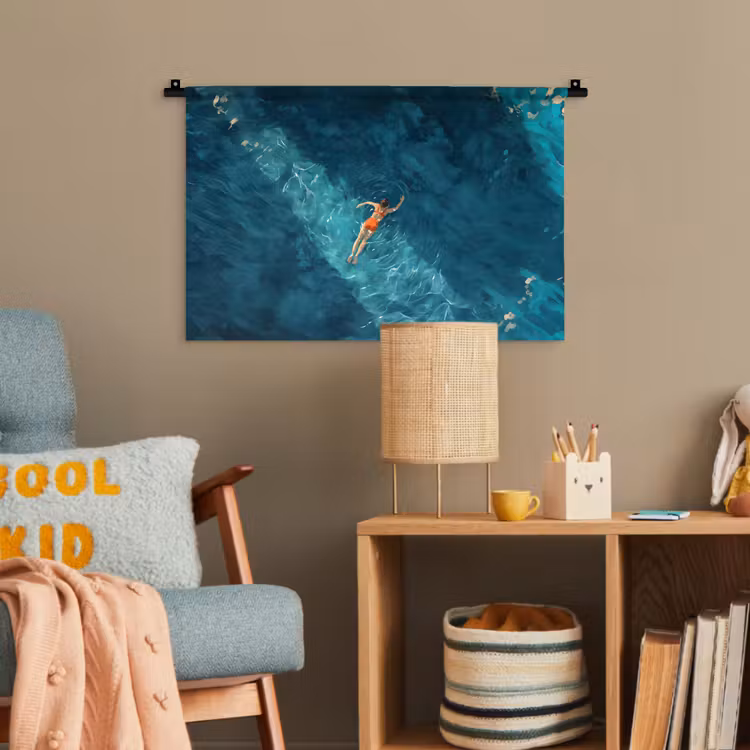 Vrouw - Water - Bikini - Oranje Wandkleed katoen klein -wsfeer4_kind