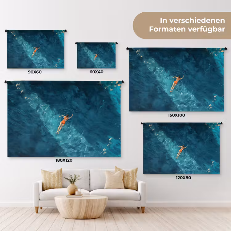 Vrouw - Water - Bikini - Oranje Wandkleed katoen klein -tsfeer8_DE