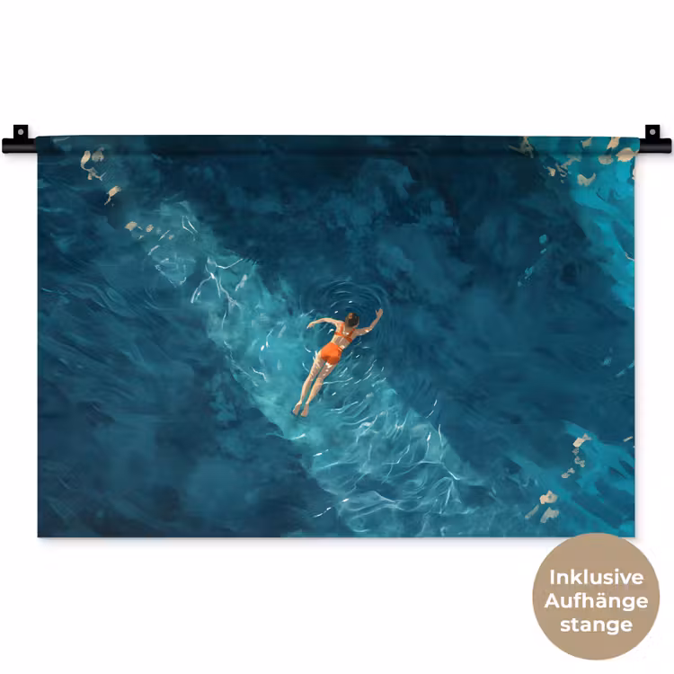Vrouw - Water - Bikini - Oranje Wandkleed katoen klein -t3d_DE