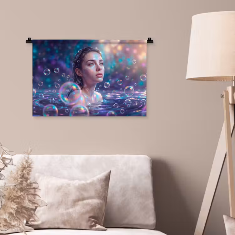 Vrouw - Water - Portret - Kleurrijk - Modern Wandkleed katoen klein -sfeer4