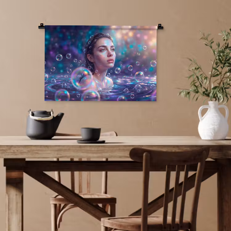 Vrouw - Water - Portret - Kleurrijk - Modern Wandkleed katoen klein -sfeer6