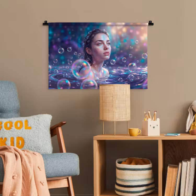 Vrouw - Water - Portret - Kleurrijk - Modern Wandkleed katoen klein -wsfeer4_kind