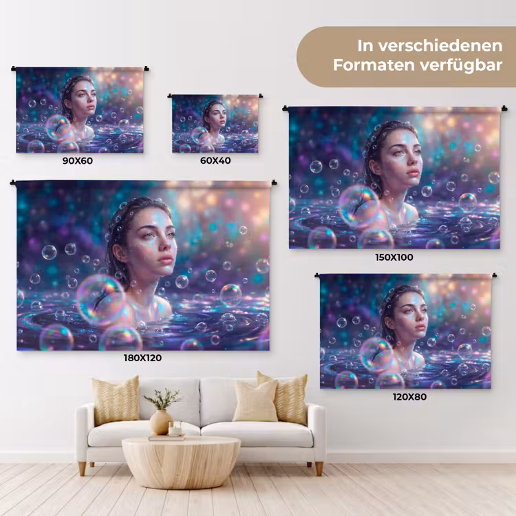 Vrouw - Water - Portret - Kleurrijk - Modern Wandkleed katoen klein -tsfeer8_DE
