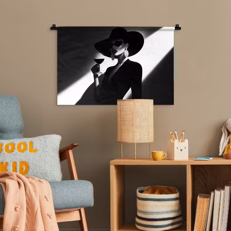 Vrouw - Wijn - Chic Wandkleed katoen klein -wsfeer4_kind