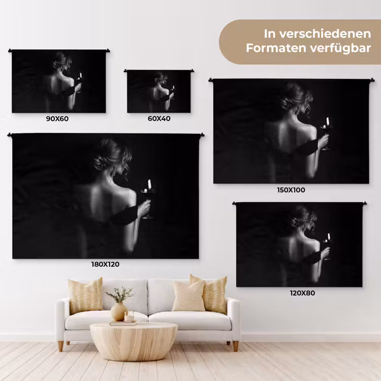 Vrouw - Wijn - Jurk Wandkleed katoen klein -tsfeer8_DE