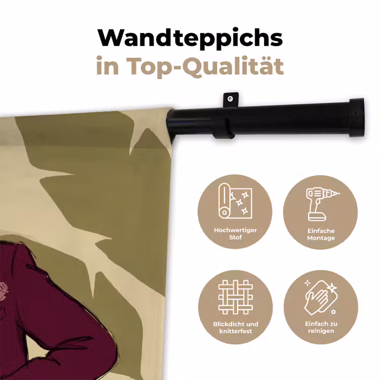 Vrouw - Wijn - Portret - Mode - Modern Wandkleed katoen klein -tsfeer2_DE