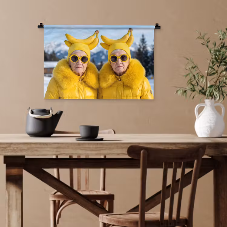 Vrouwen - Bananen - Geel Wandkleed katoen klein -sfeer6