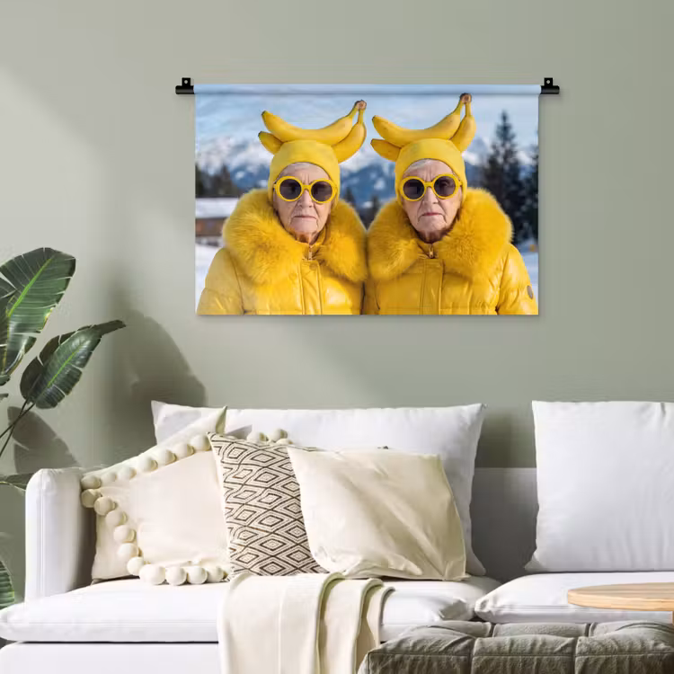 Vrouwen - Bananen - Geel Wandkleed katoen klein -sfeer7