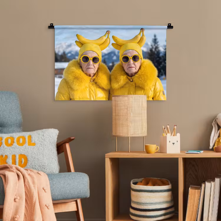Vrouwen - Bananen - Geel Wandkleed katoen klein -wsfeer4_kind