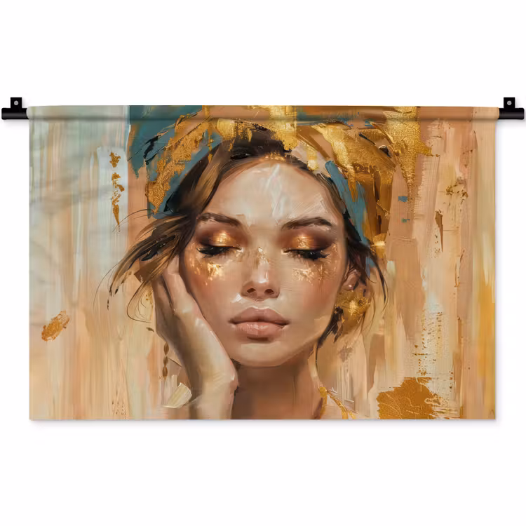 Vrouwen - Portret - Luxe - Goud Wandkleed katoen klein -zz3d