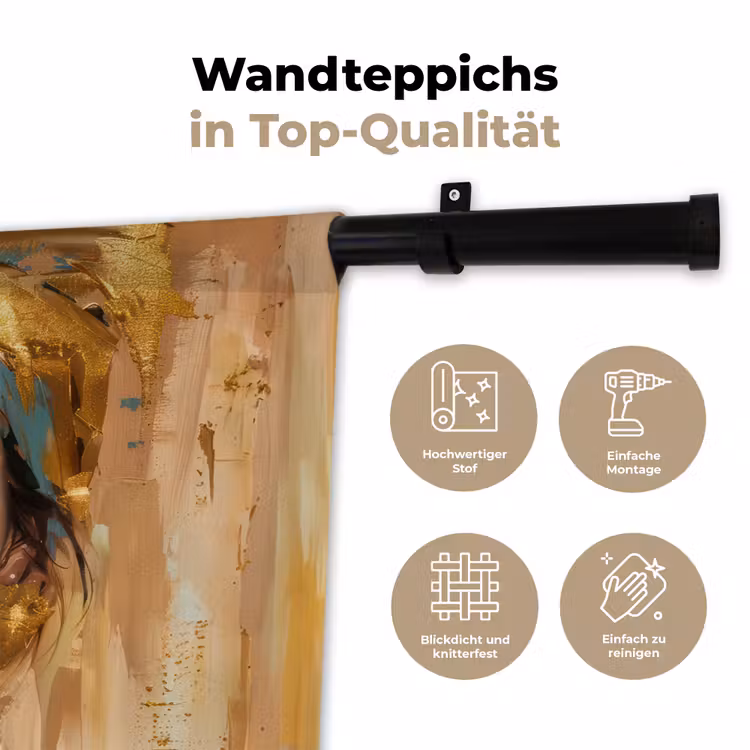 Vrouwen - Portret - Luxe - Goud Wandkleed katoen klein -tsfeer2_DE