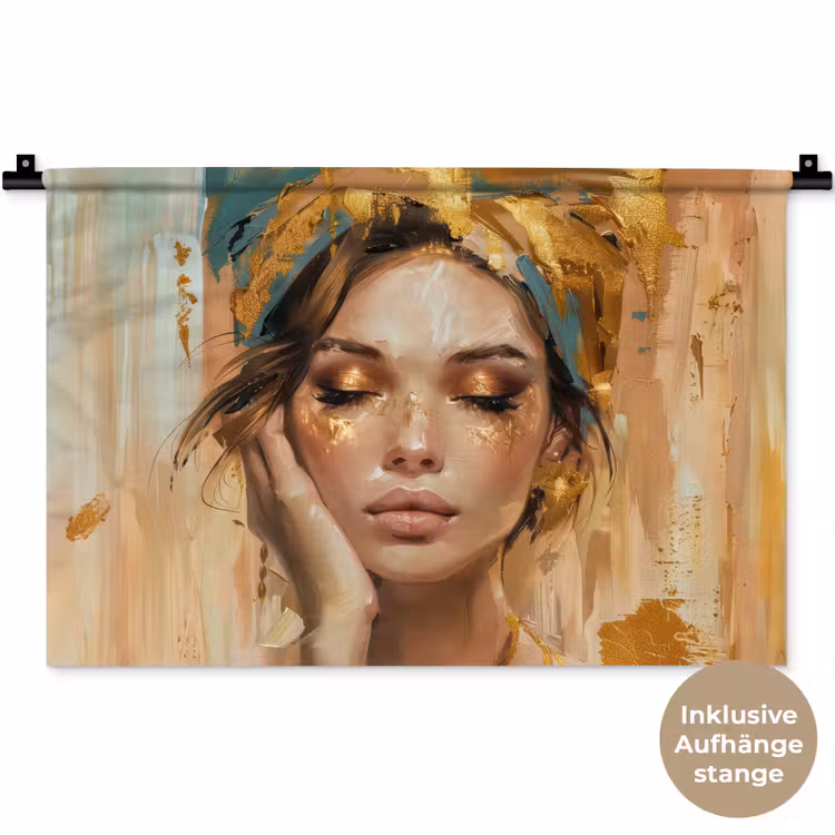 Vrouwen - Portret - Luxe - Goud Wandkleed katoen klein -t3d_DE