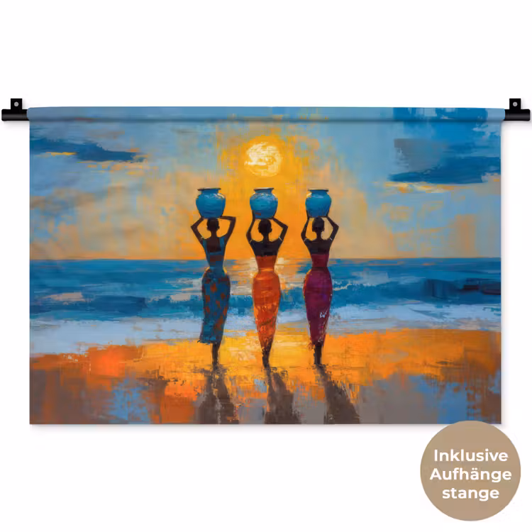 Vrouwen - Strand - Zondsondergang Wandkleed katoen klein -t3d_DE