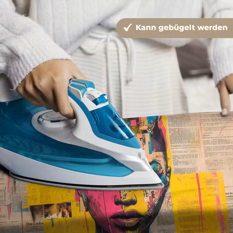 Vrouwengezicht - Krantenpapier - Abstract - Roze Wandkleed katoen klein -tsfeer9_DE