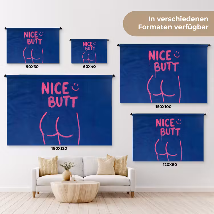 Brutaal - Grappig - Blauw Wandkleed katoen klein -tsfeer8_DE